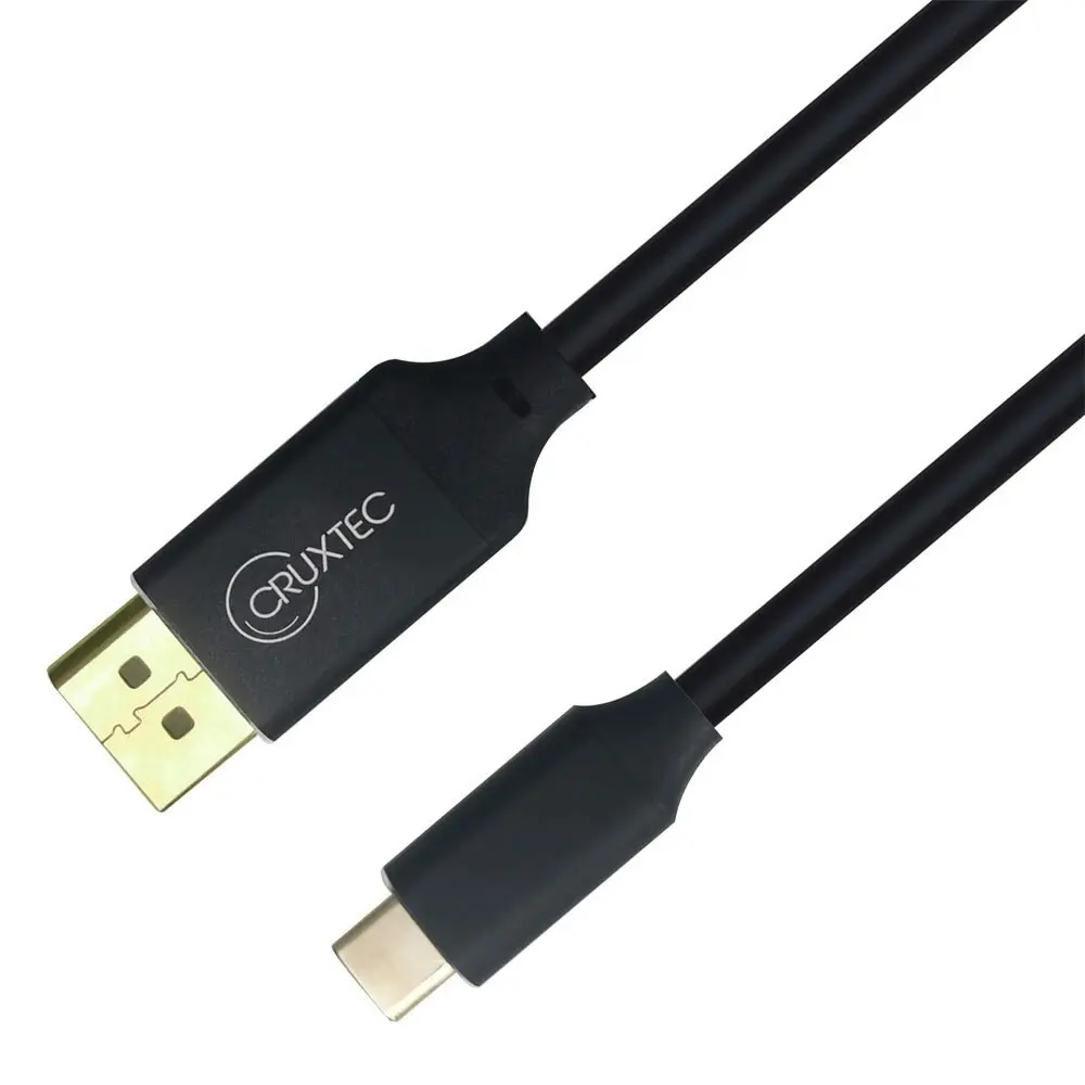 Cruxtec 4.5mm 24K Gold USB-C Male To Displayport Male Cable 2m Black 4K/60Hz