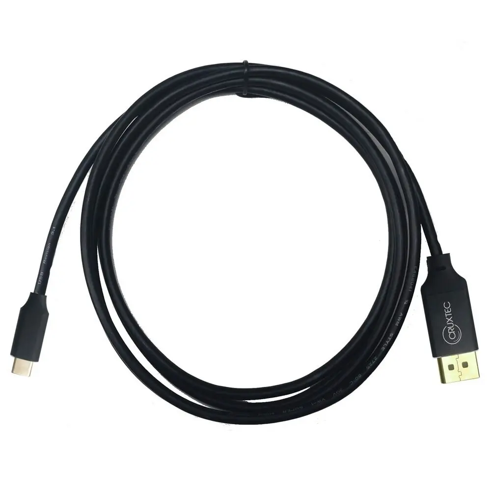 Cruxtec 4.5mm 24K Gold USB-C Male To Displayport Male Cable 2m Black 4K/60Hz