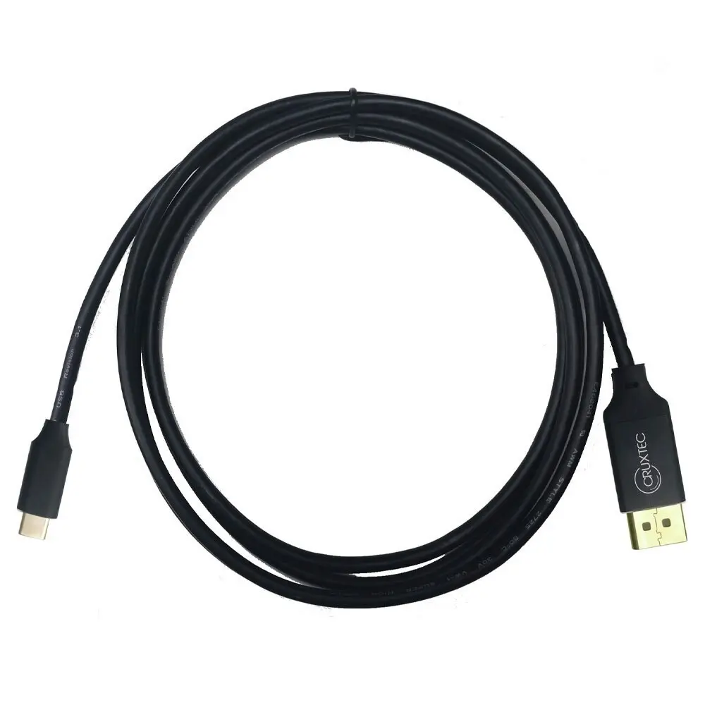 Cruxtec 4.5mm 24K Gold USB-C Male To Displayport Male Cable 5m Black 4K/60Hz