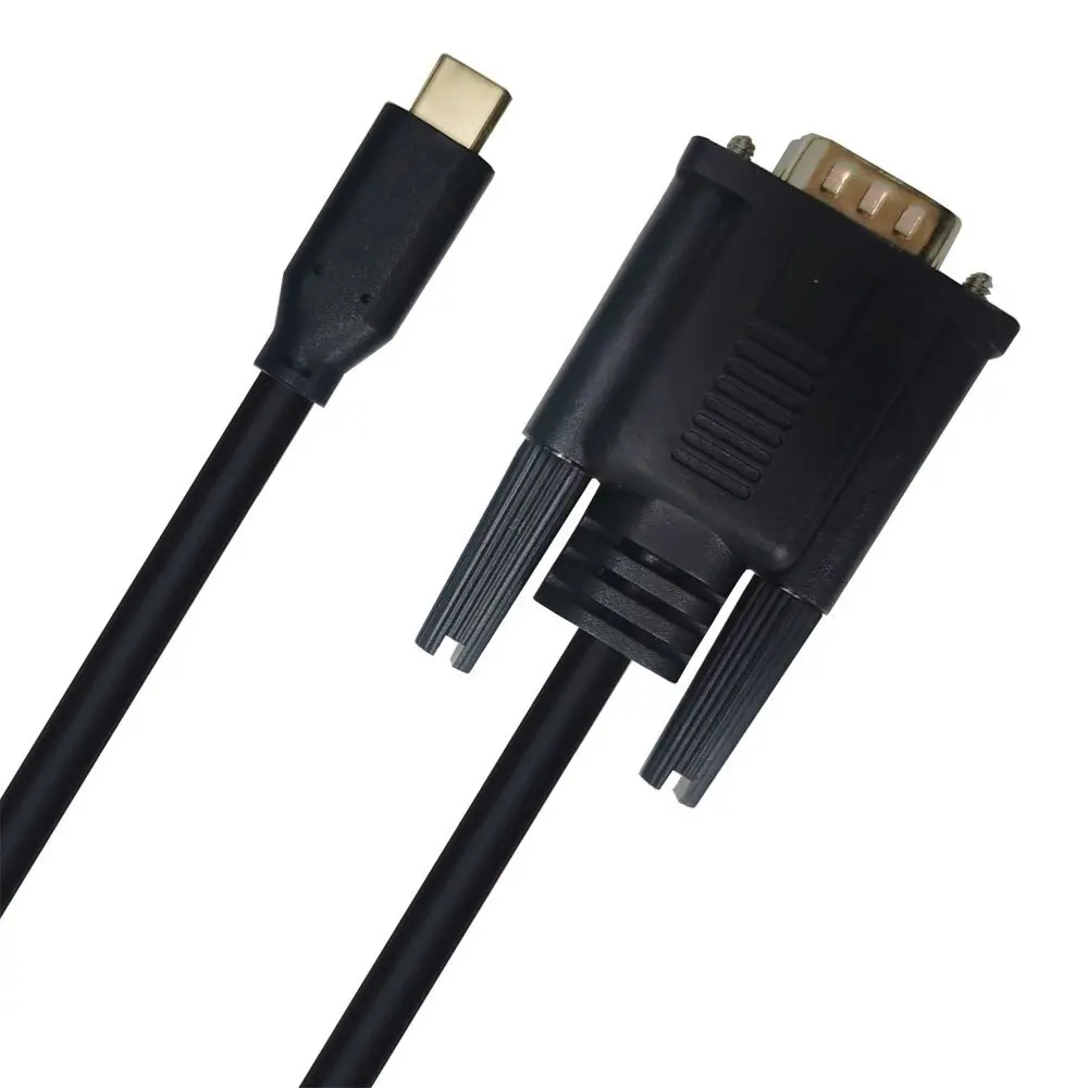 Cruxtec 4.5mm Nickel USB-C Male To VGA Male Cable 2m Black 1080P/60Hz Aluminium