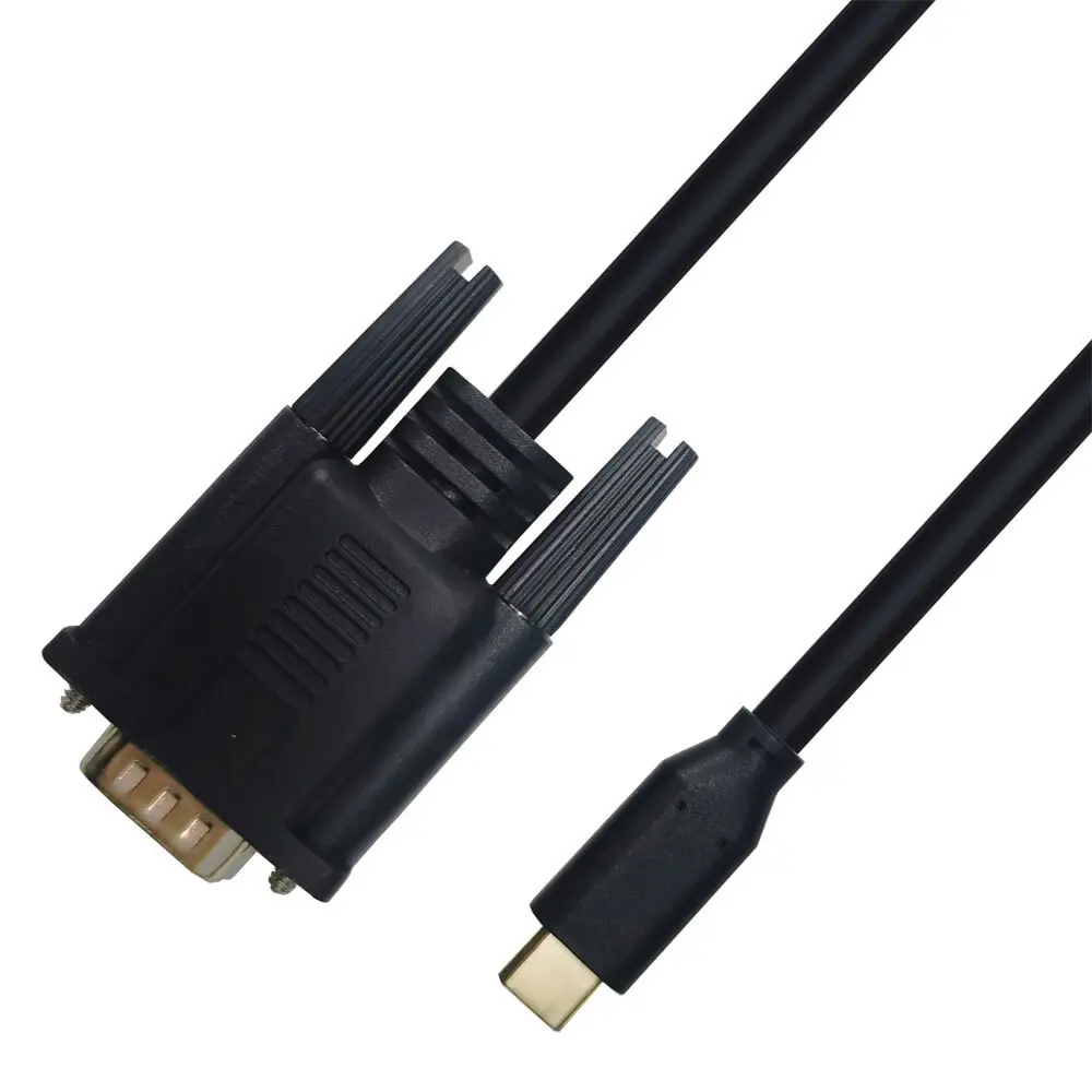 Cruxtec 4.5mm Nickel USB-C Male To VGA Male Cable 2m Black 1080P/60Hz Aluminium