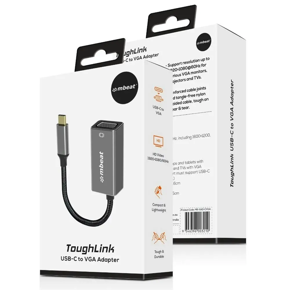 mBeat ToughLink 15cm USB-C Male To VGA Female Adapter Cable Converter For Mac