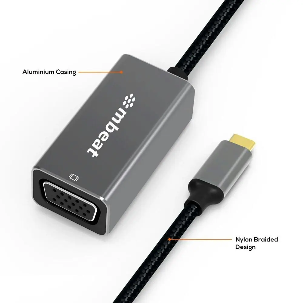 mBeat ToughLink 15cm USB-C Male To VGA Female Adapter Cable Converter For Mac