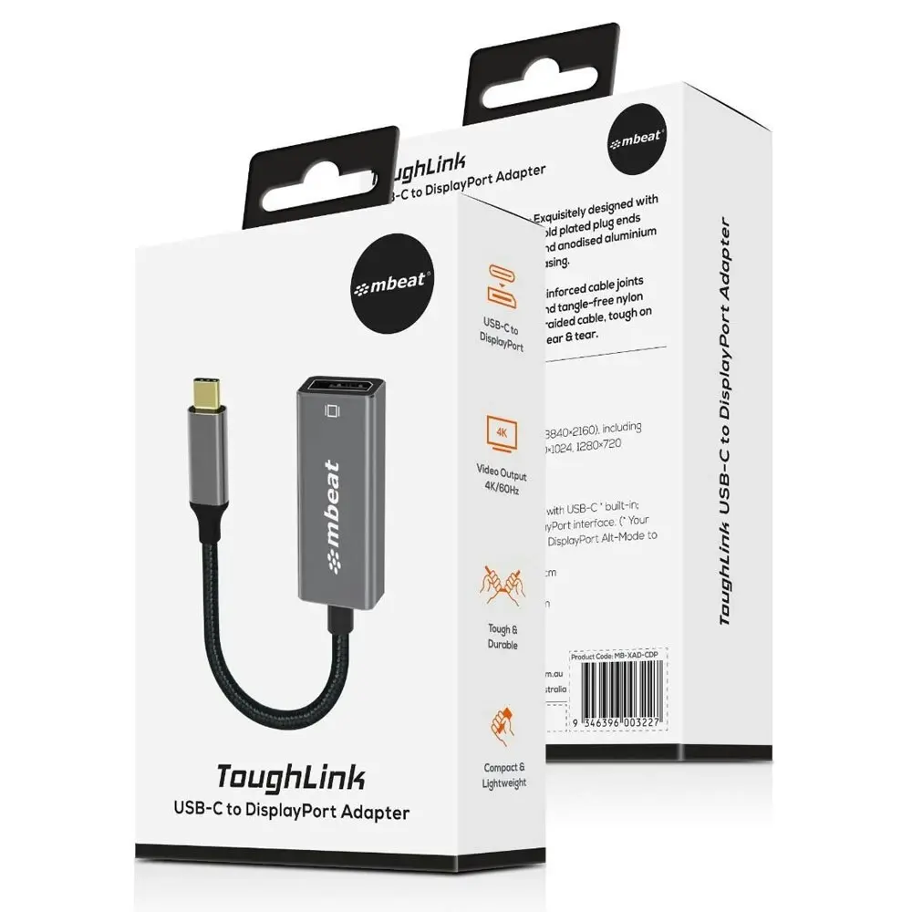 mBeat ToughLink 15cm USB-C Male To DisplayPort Female Adapter Cable For MacBook