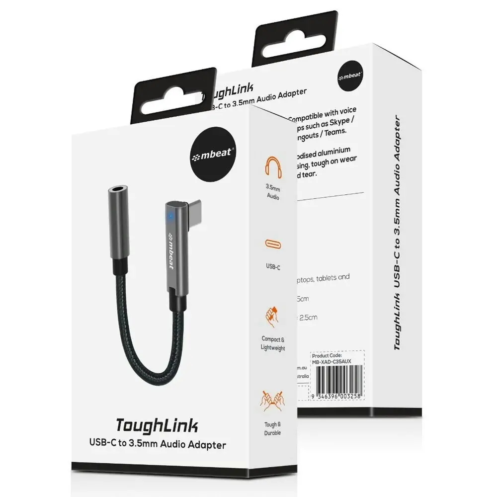 mBeat ToughLink 15cm USB-C Male To 3.5mm Audio Adapter Female Cable For Phones