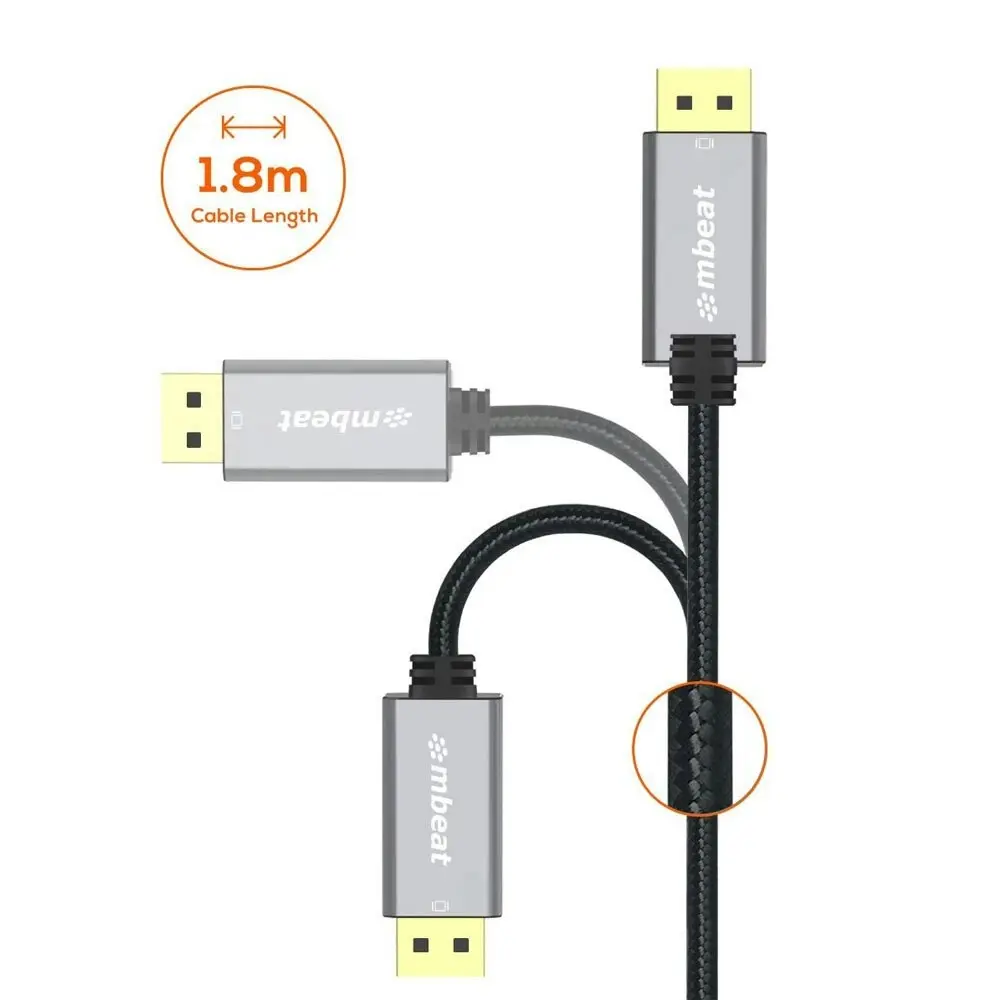 mBeat ToughLink 1.8m 8K UHD DisplayPort Male Cable Adapter/Connector Laptop/PC