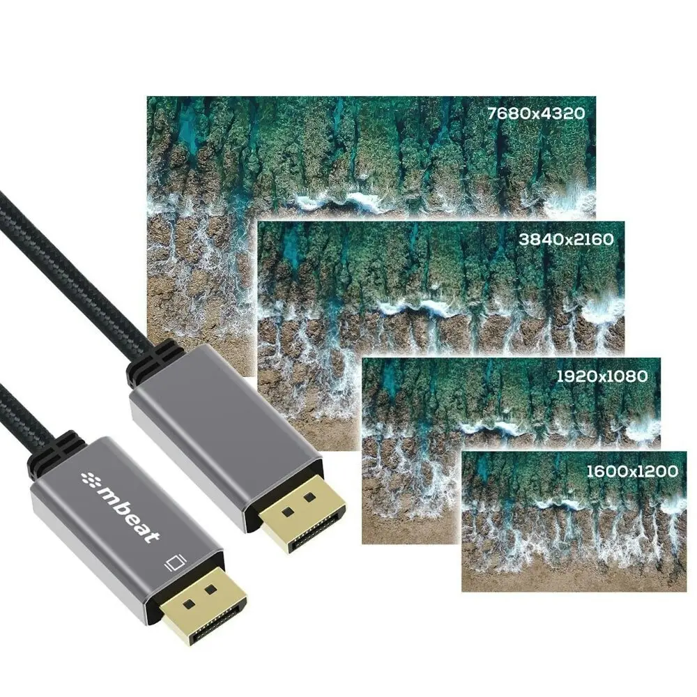 mBeat ToughLink 1.8m 8K UHD DisplayPort Male Cable Adapter/Connector Laptop/PC