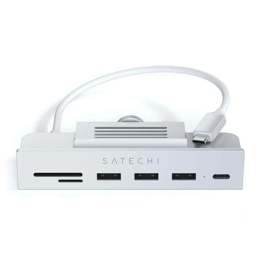 Satechi USB-C Clamp Hub Female USB-A Micro/SD Card Reader Port For 24" iMac SLV