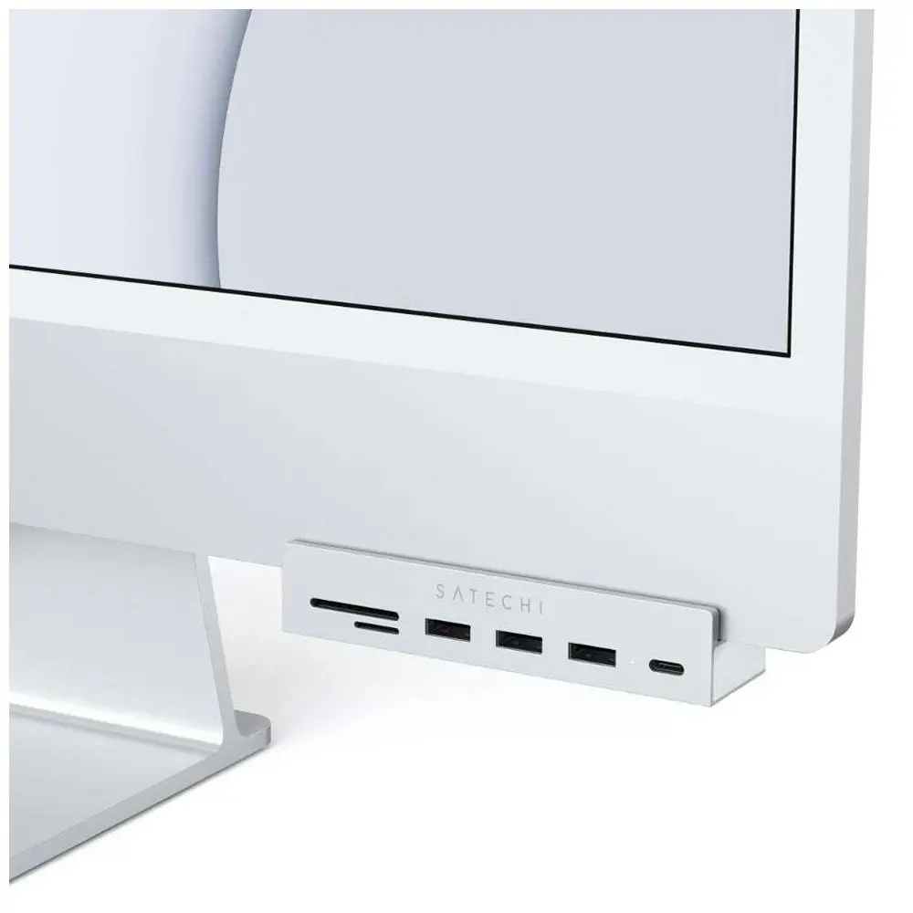 Satechi USB-C Clamp Hub Female USB-A Micro/SD Card Reader Port For 24" iMac SLV