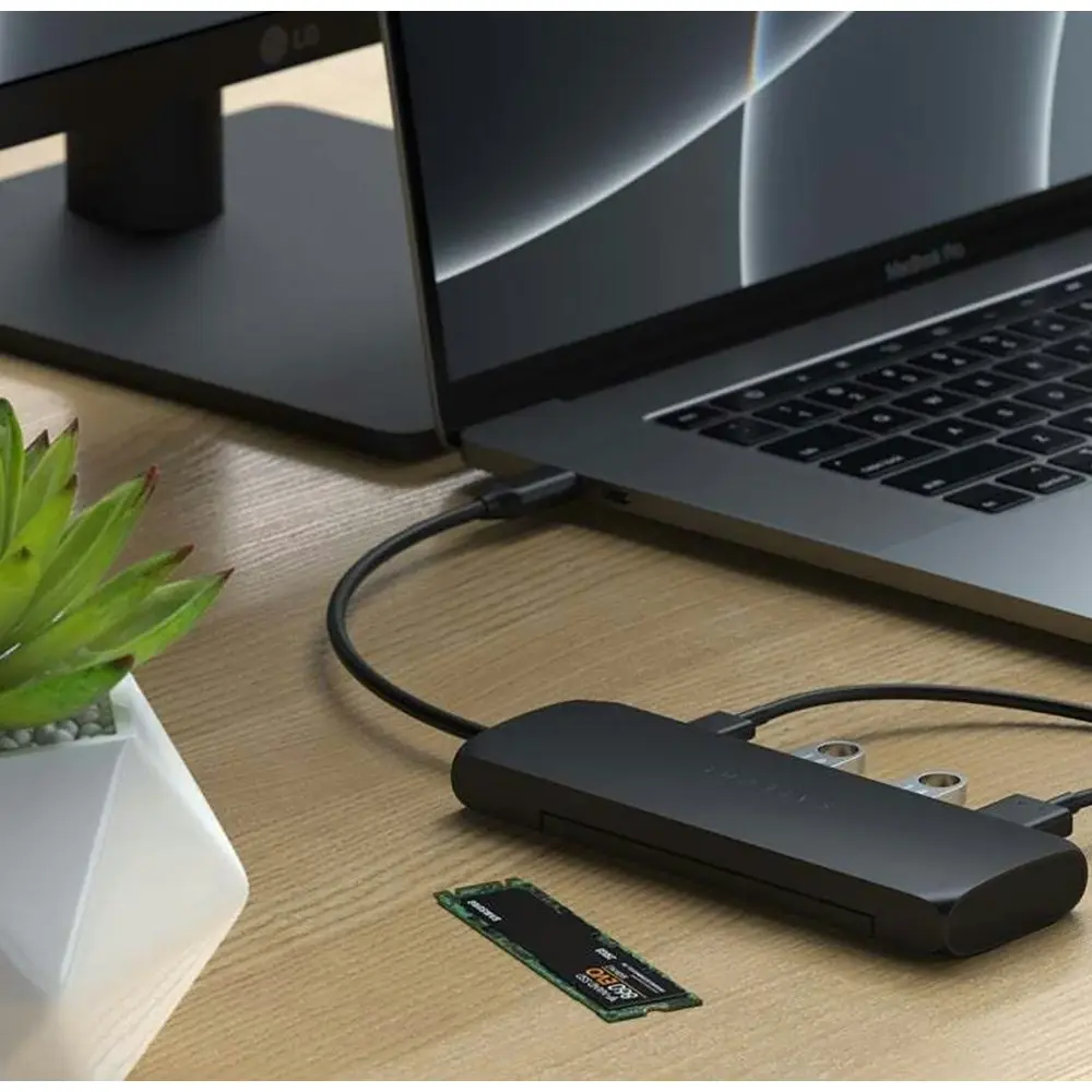 Satechi Hybrid Black USB-C Male To Female Multiport Hub Adapter w/ SSD Enclosure