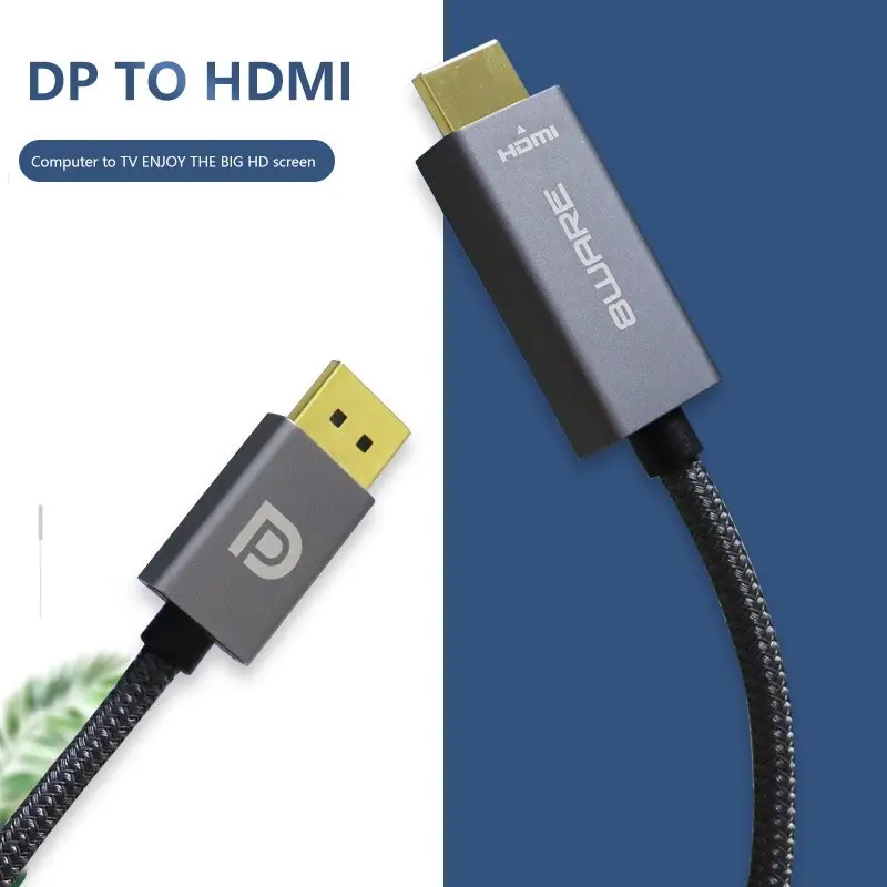 8Ware 1m DisplayPort DP to HDMI Male Adapter Converter Nylon Cable For PC/Laptop