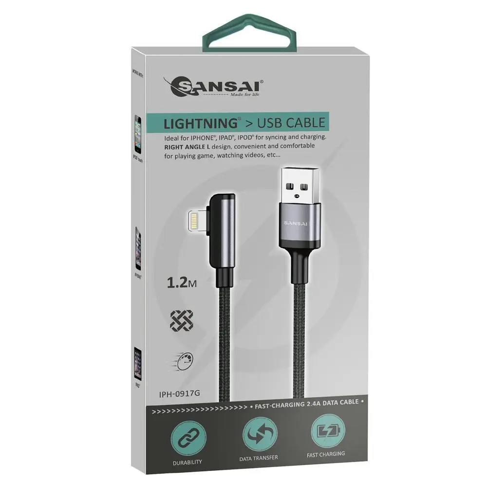 Sansai Lightning/8Pin USB Sync/Charge Cable 1.2M w/L Connector For Apple Devices