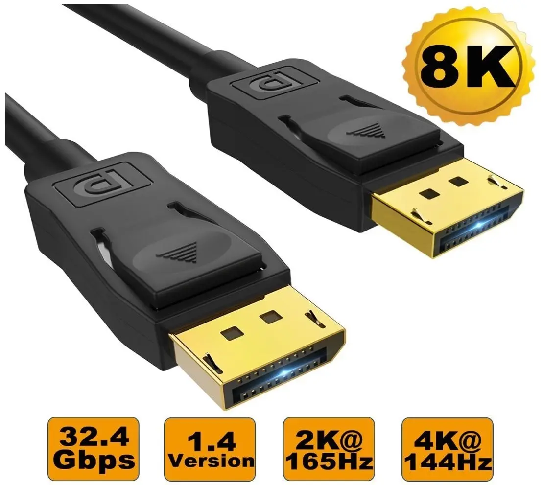 8Ware 3m Ultra 8K DisplayPort DP1.4 Male UHD Cable For Laptop/PC Computer Black