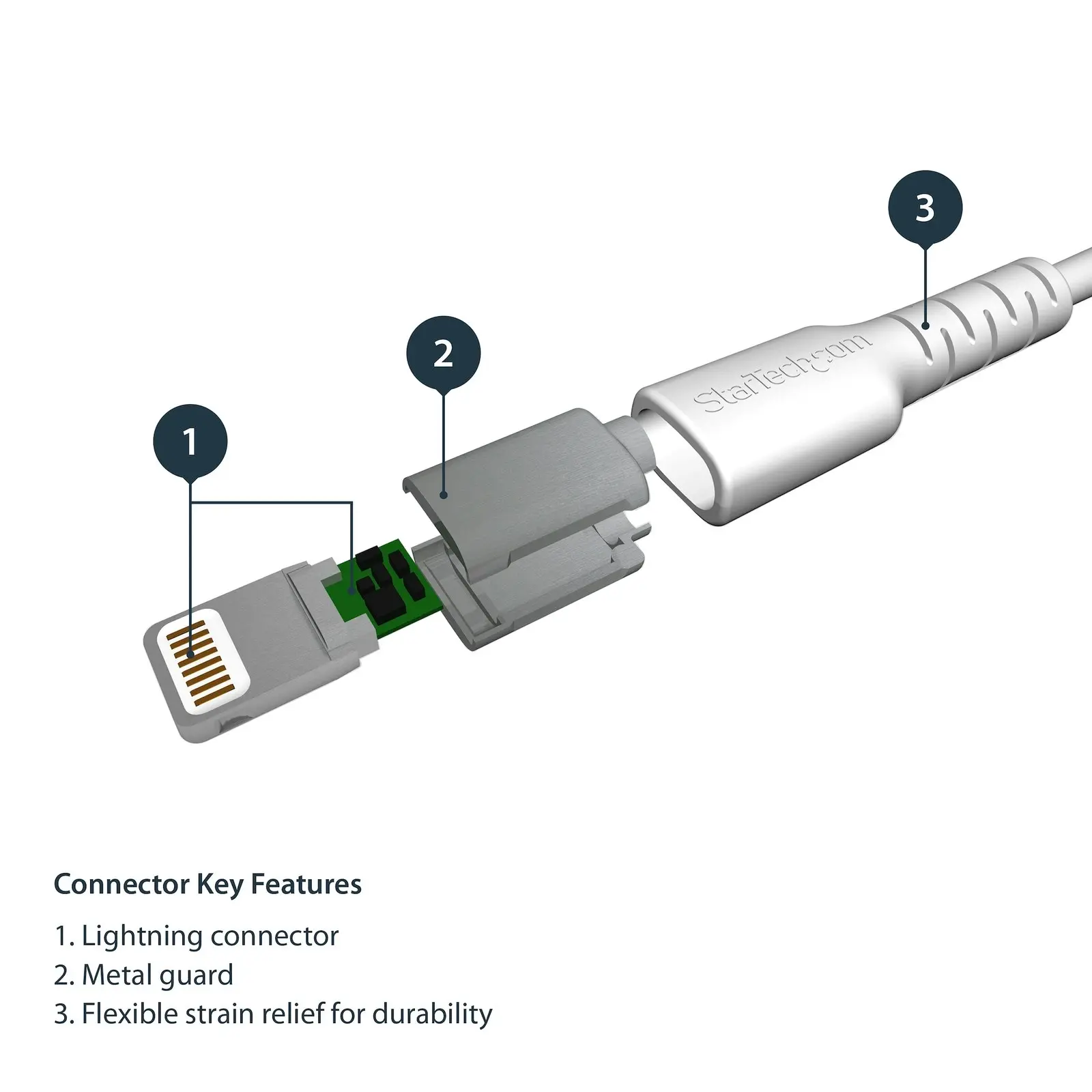 Star Tech 2m USB-A To Lightning MFI-Certified Cable Flexible Fiber For iPhone WH