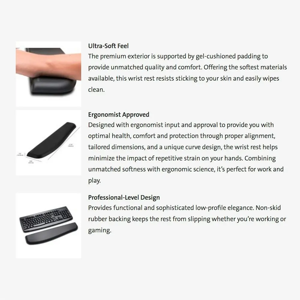 Kensington ErgoSoft Wrist Rest for Standard Keyboards Ultra Soft Gel Ergonomic