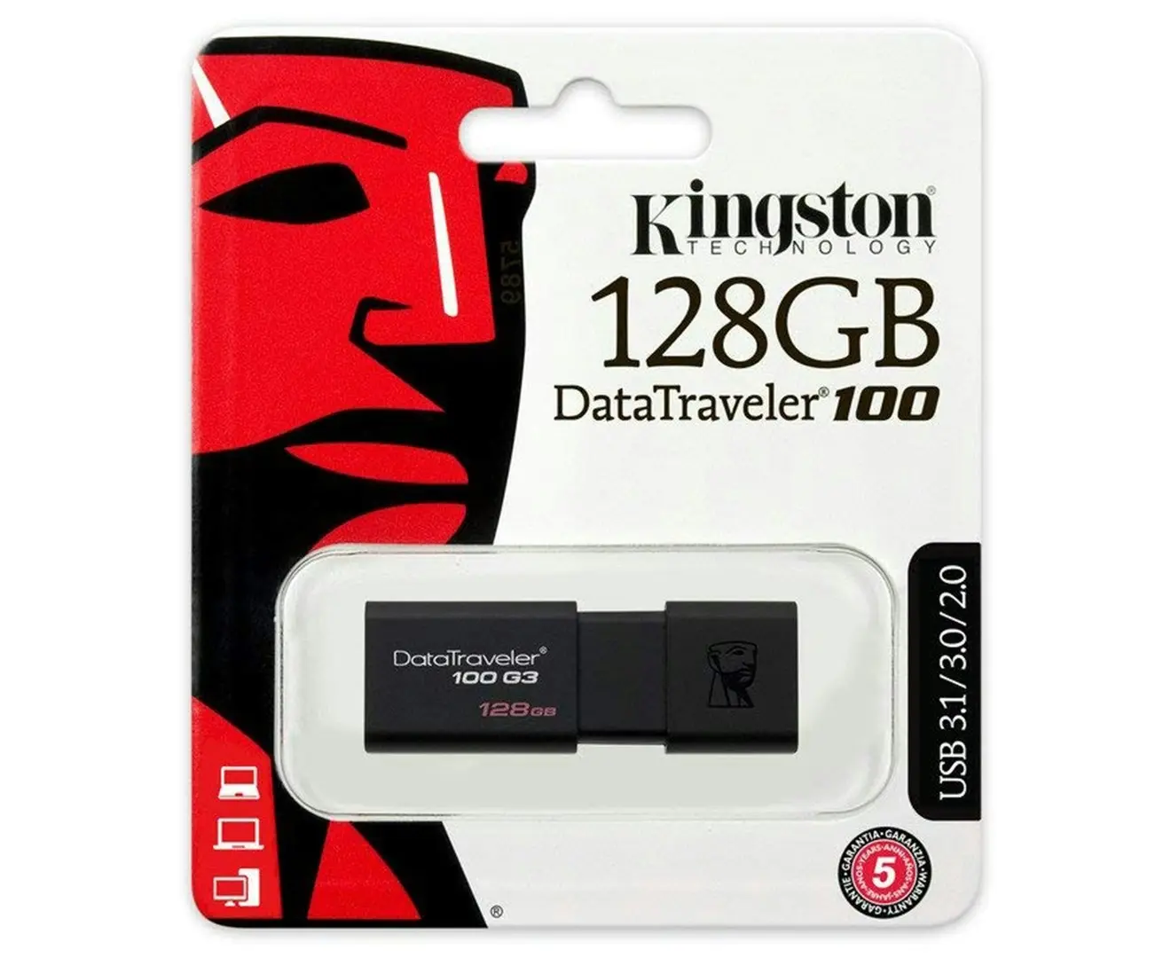 Kingston 128GB Data Traveler USB 3.0 Memory File Storage Stick Flash Drive Black