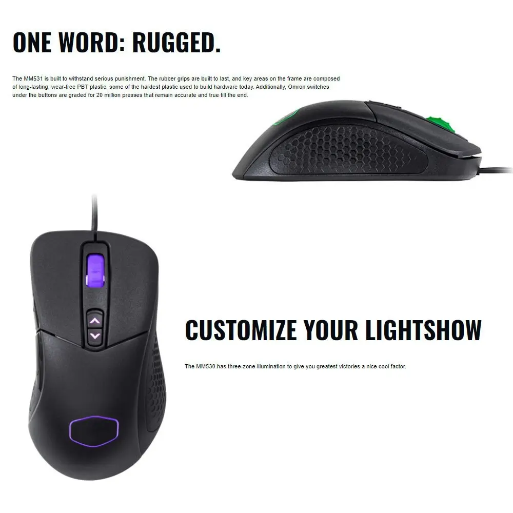 Cooler Master MM531 RGB Optical Gaming Right Handed Mouse for Desktop/Laptop BLK