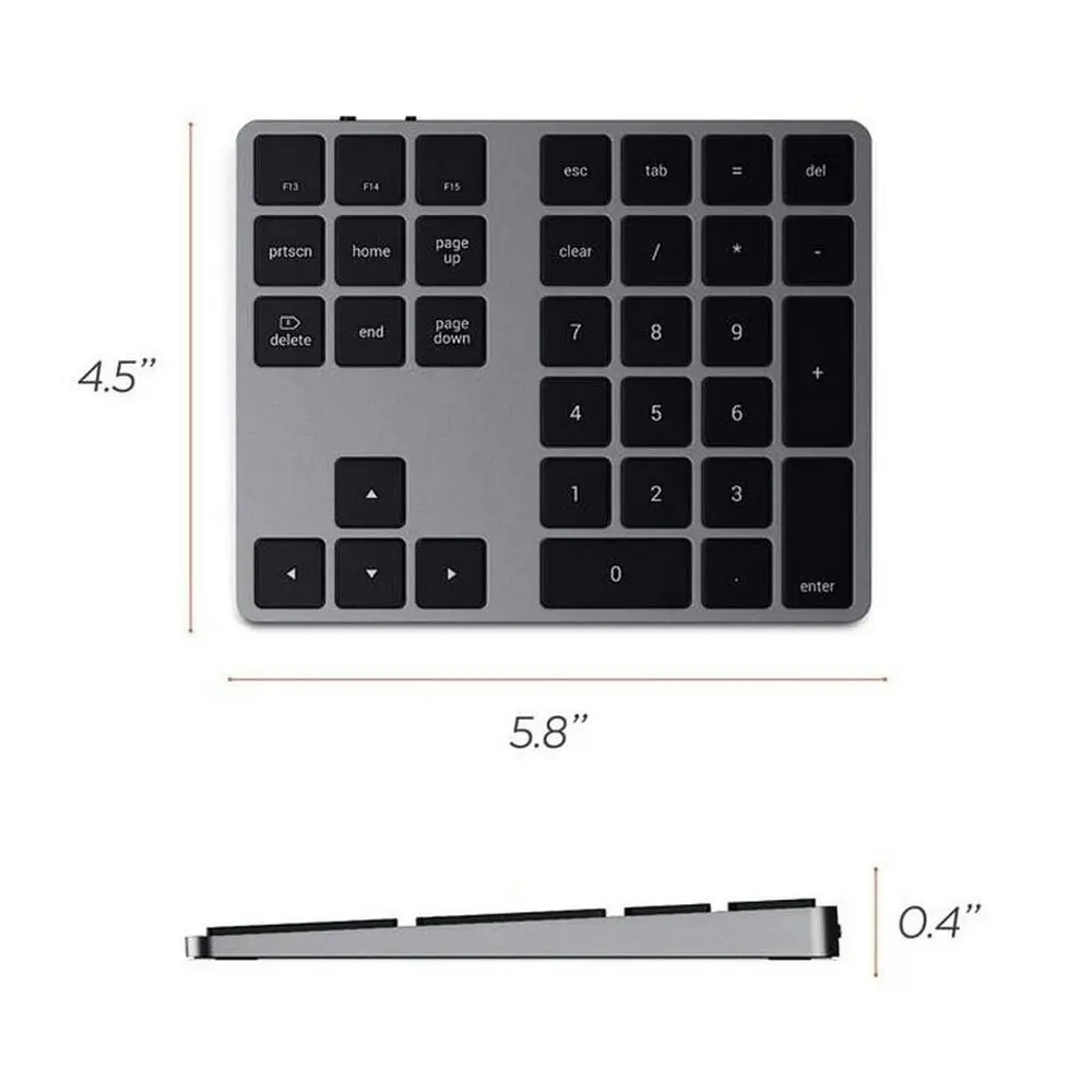 Satechi USB-C Rechargeable Keypad Bluetooth Wireless Extension f/ Keyboard Grey