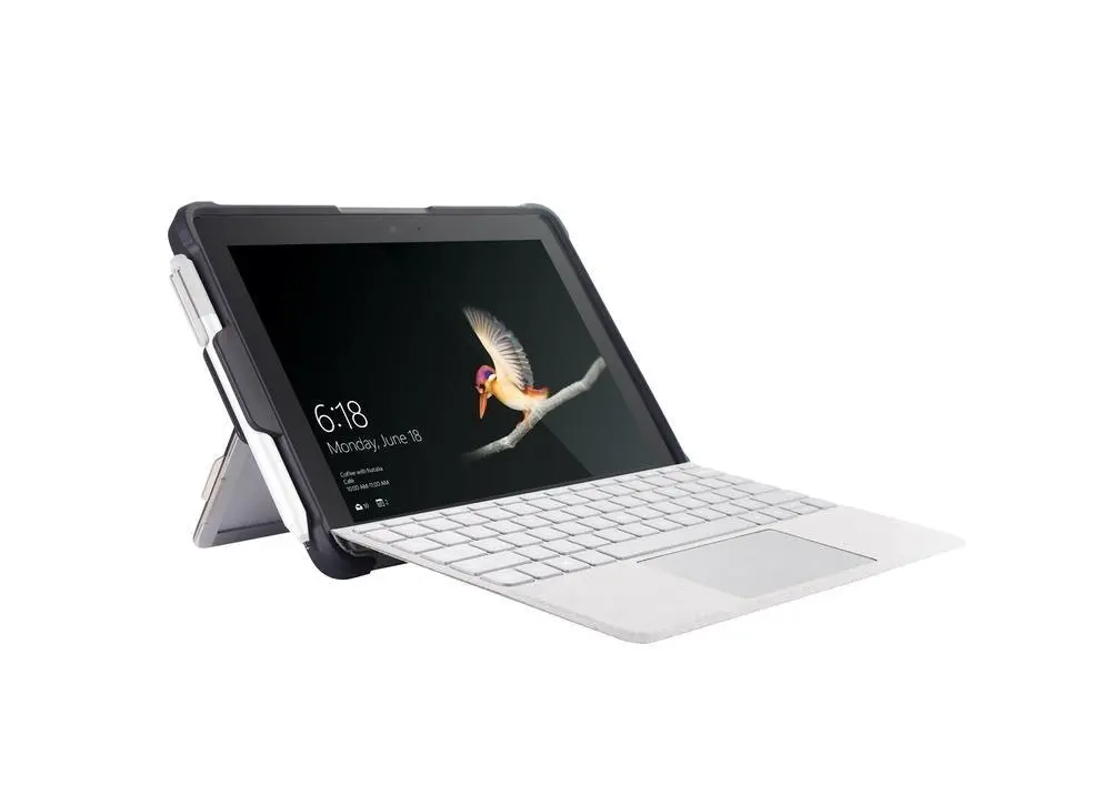 NVS Tutor Shockproof/Drop Proof Stand/Holder For For Microsoft Surface Go Silver