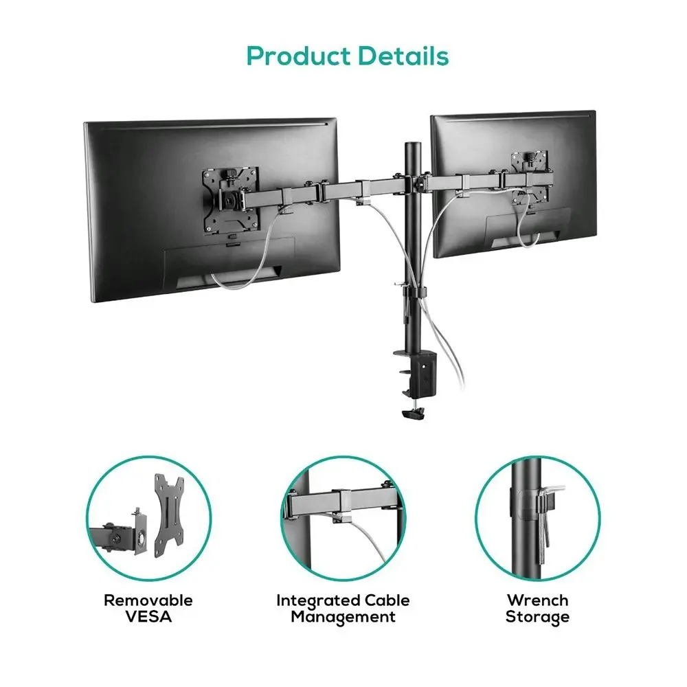 Activiva 13in to 32in Double Monitor Screen Bracket Tilt/Rotate Arm f/Desk Mount