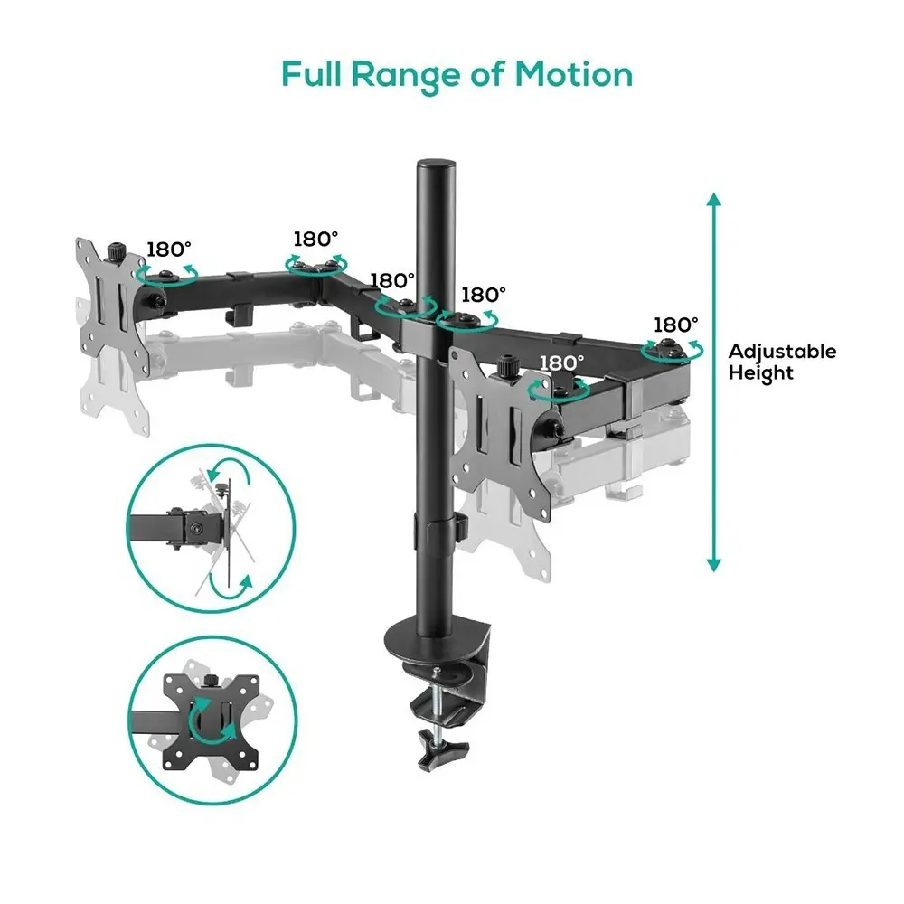 Activiva 13in to 32in Double Monitor Screen Bracket Tilt/Rotate Arm f/Desk Mount