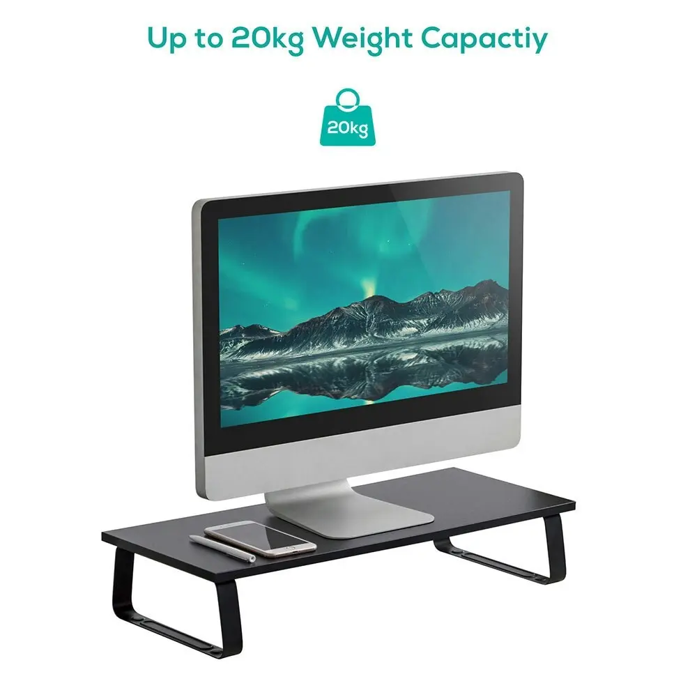 Activiva 60cm x 26cm Single Ergonomic Computer/Monitor Steel Stand Riser Black