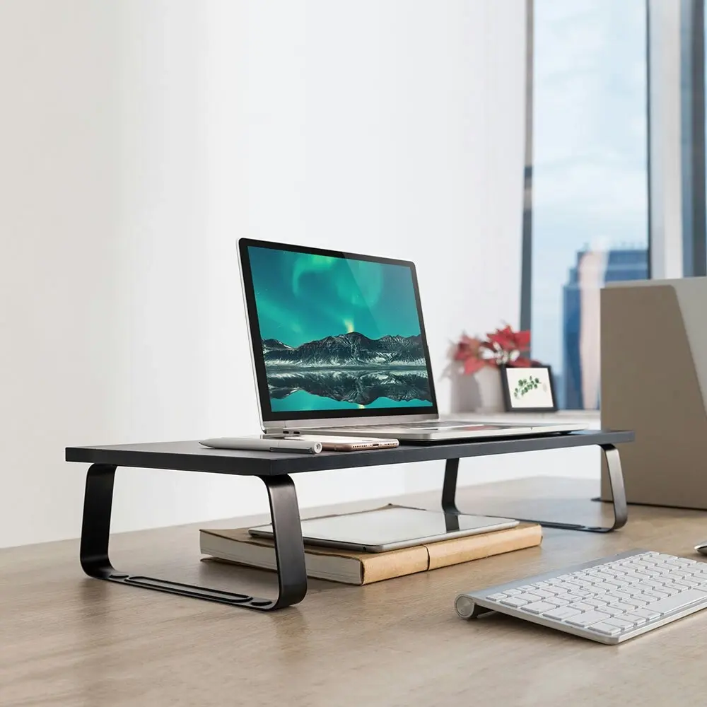 Activiva 60cm x 26cm Single Ergonomic Computer/Monitor Steel Stand Riser Black