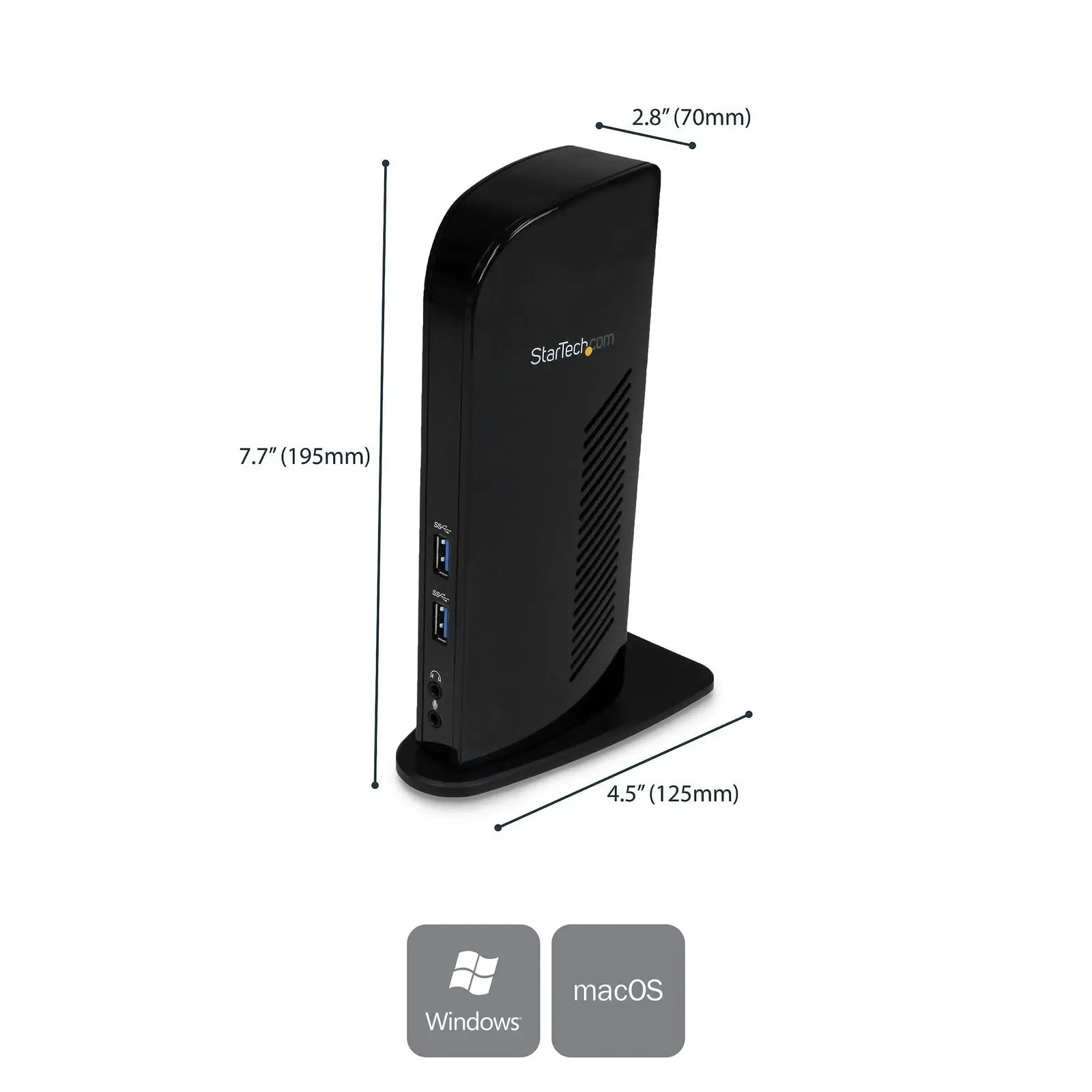 Star Tech Vertical Dual Monitor HDMI/DVI USB 3.0 Laptop Docking Station DVI-VGA