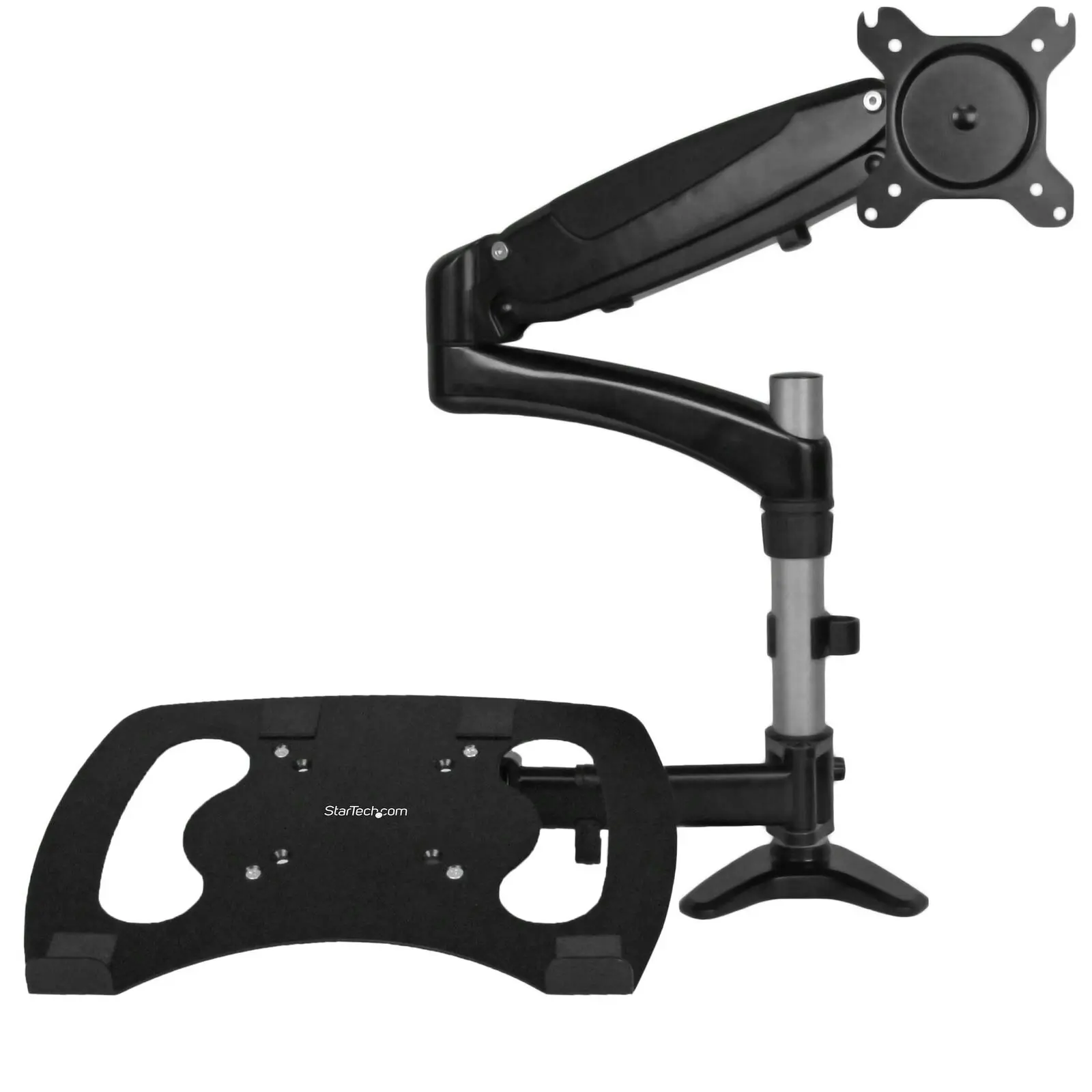 Star Tech Full Motion Desk 27in 8kg Monitor Arm Mount w/ 8kg Laptop Tray Black