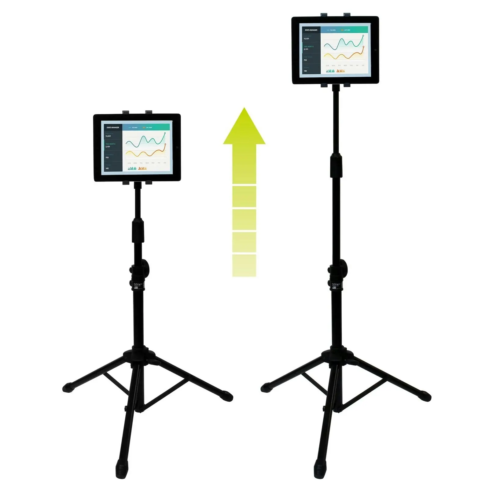 Star Tech Portable Adjustable Height Tripod Stand w/Bag f/ 6.5-7.8in Wide Tablet