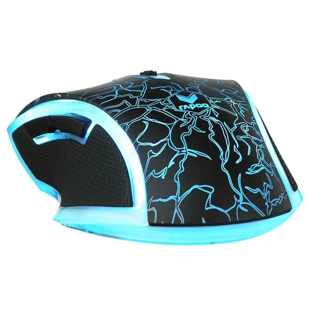 Rapoo V20S LED Optical Ergonomic Gaming Mouse for PC/Laptop Computer Lighting BK