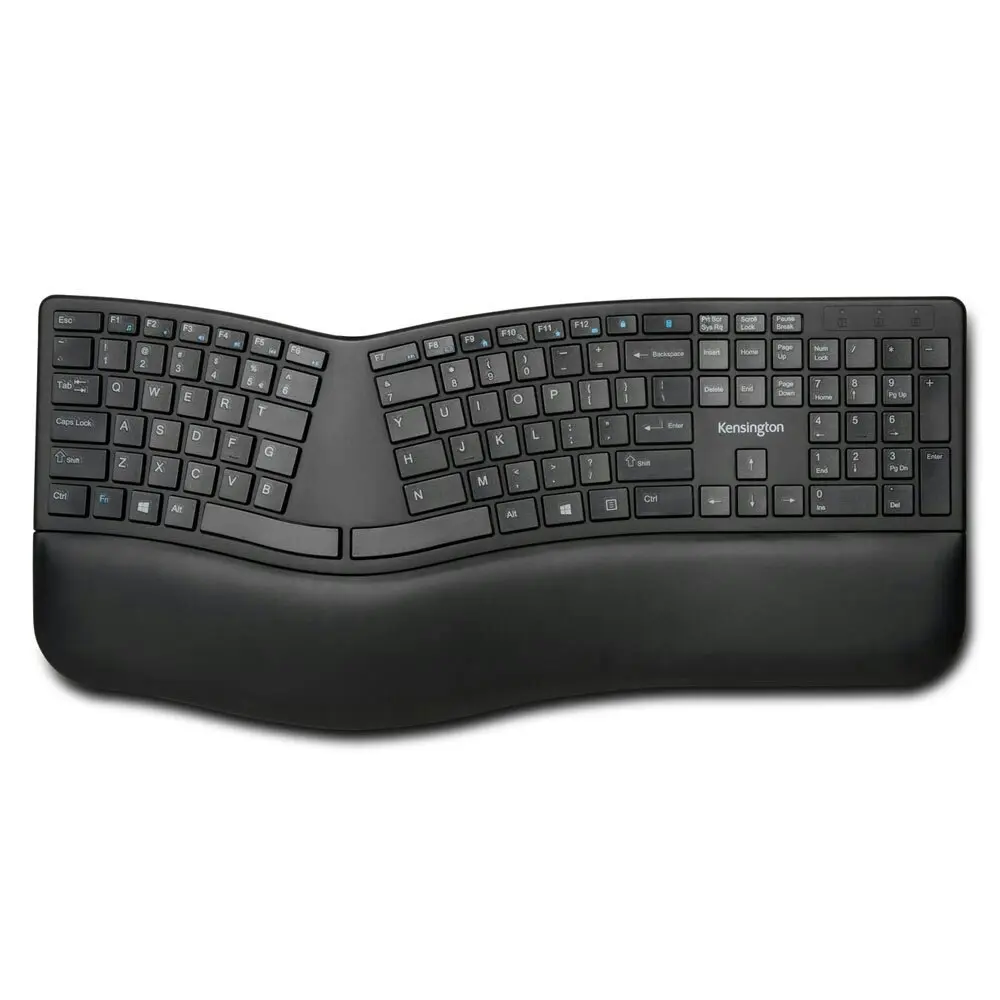 Kensington Ergonomic Dual Wireless Ergo Bluetooth Keyboard for PC/Laptop Black