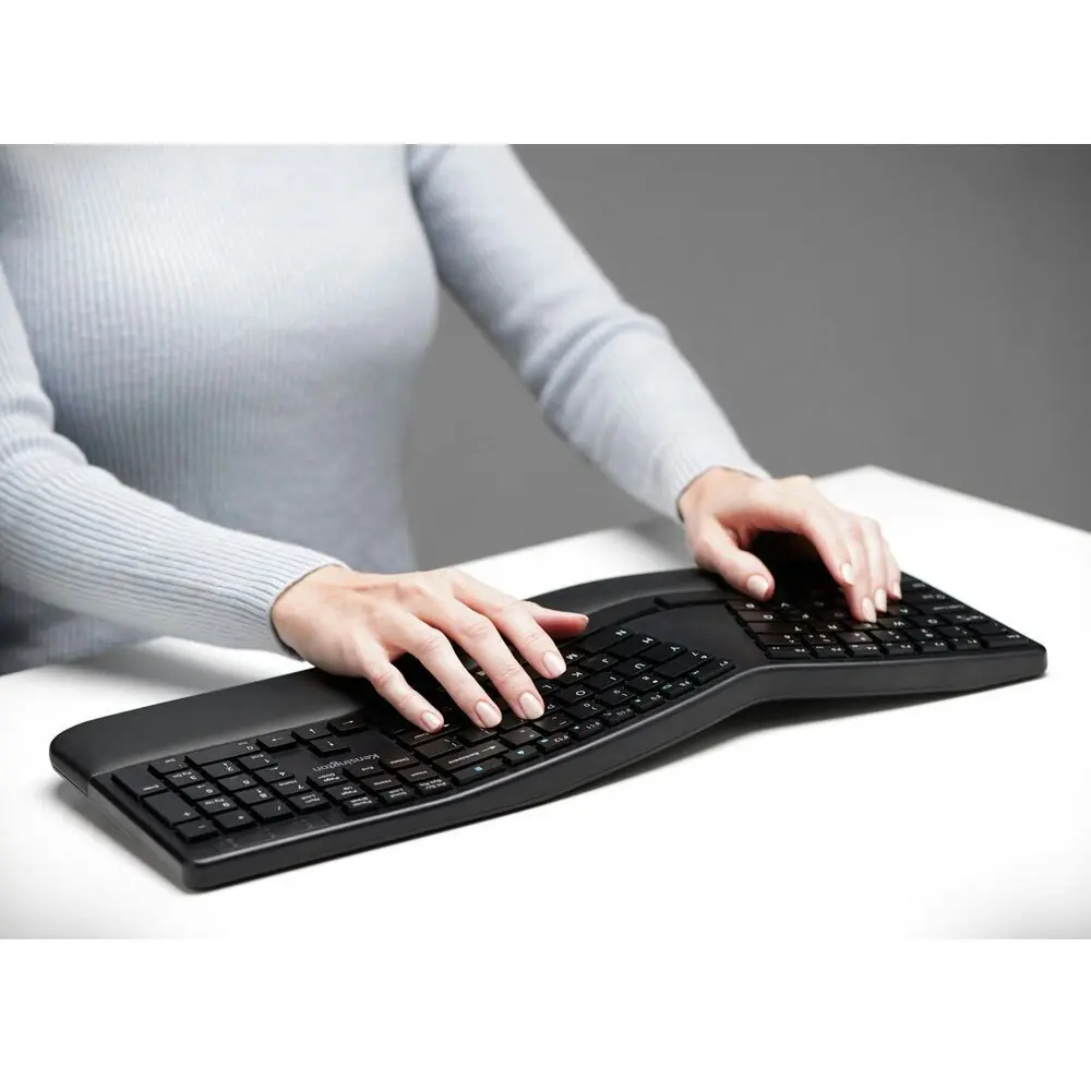 Kensington Ergonomic Dual Wireless Ergo Bluetooth Keyboard for PC/Laptop Black