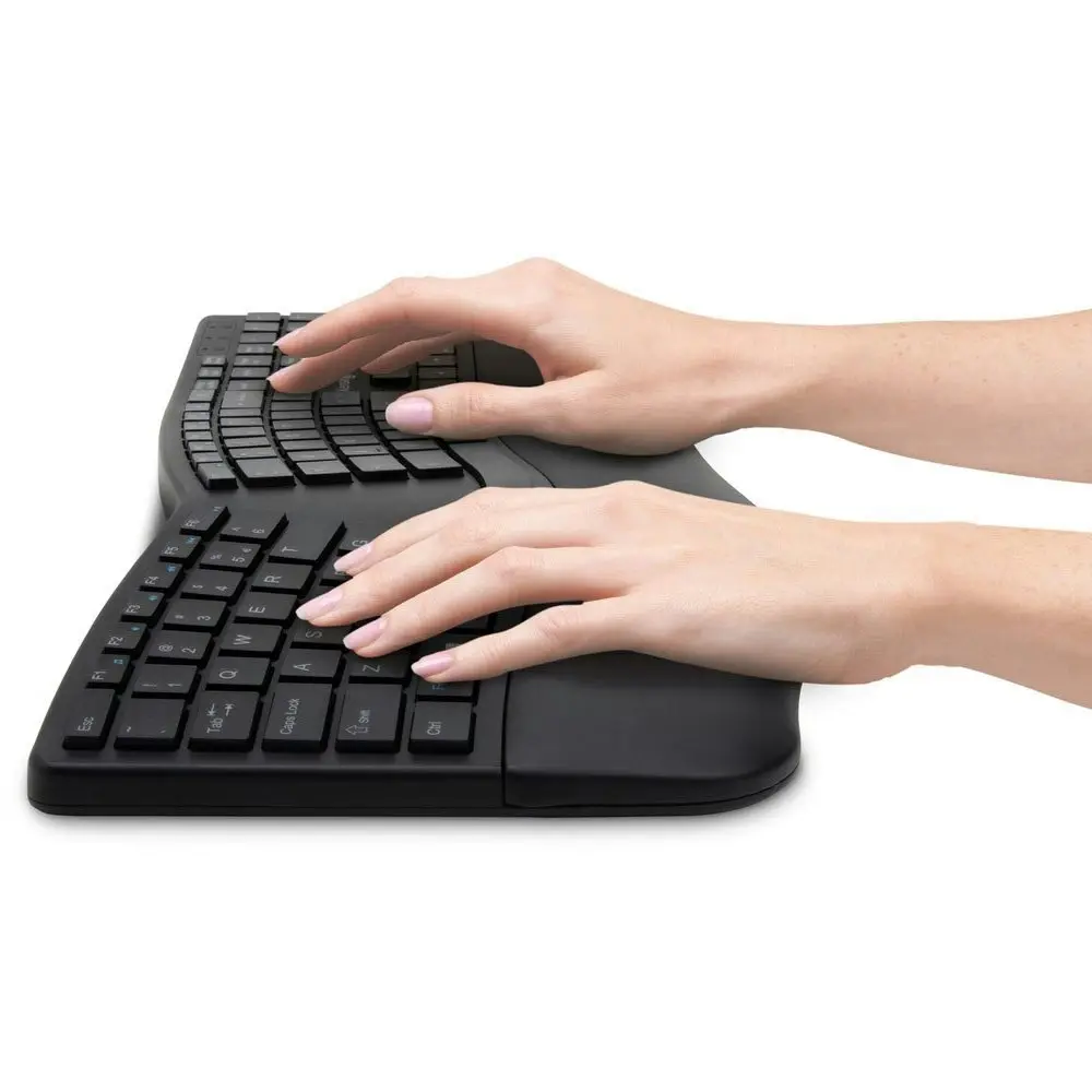 Kensington Ergonomic Dual Wireless Ergo Bluetooth Keyboard for PC/Laptop Black