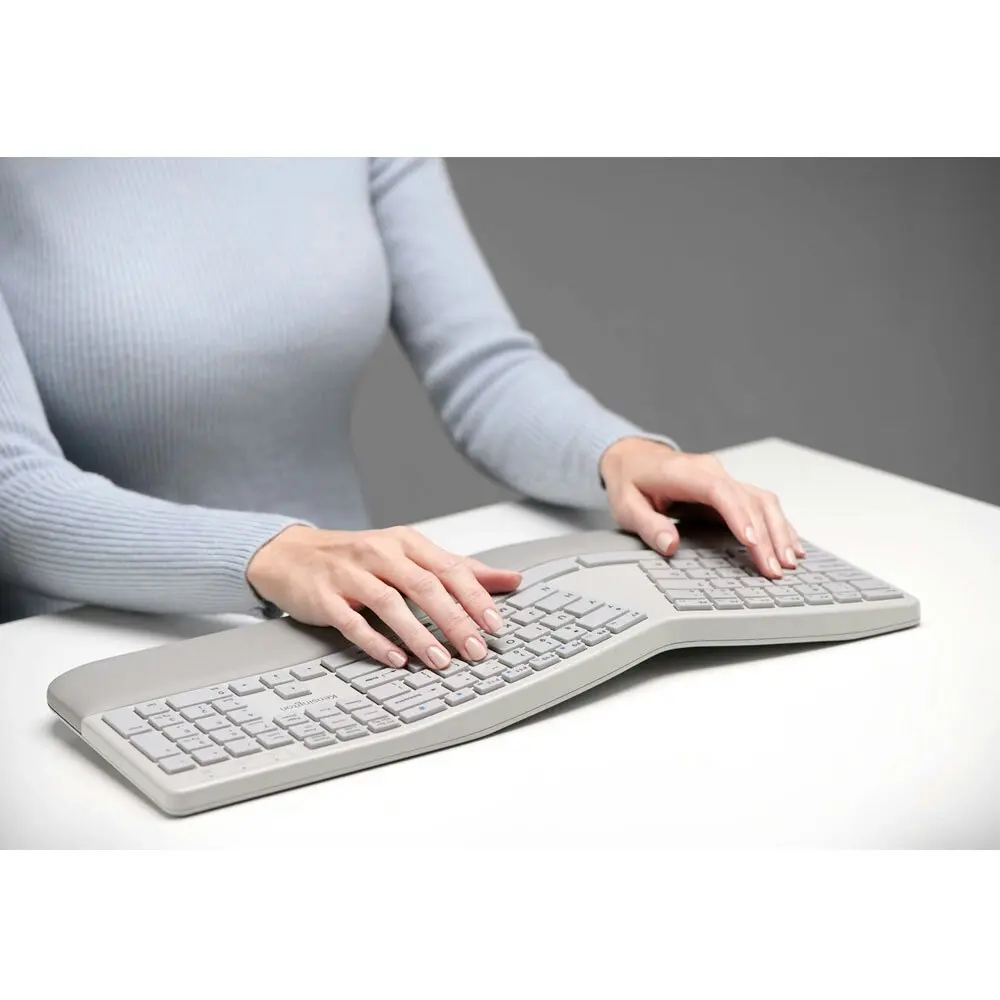 Kensington Ergonomic Dual Wireless Ergo Bluetooth Keyboard for PC/Laptop Grey