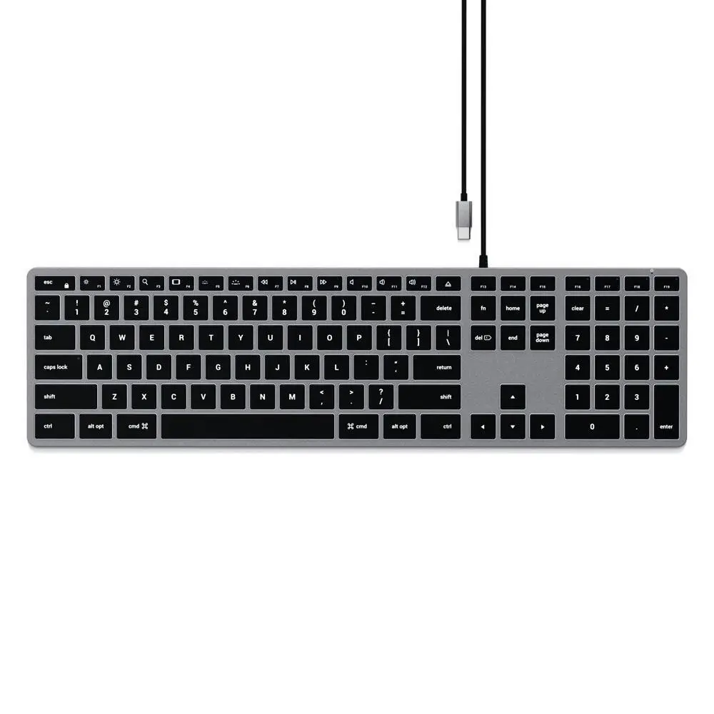 Satechi Slim W3 USB-C Wired Backlit Keyboard for iPad/iMac/MacBook Space Grey