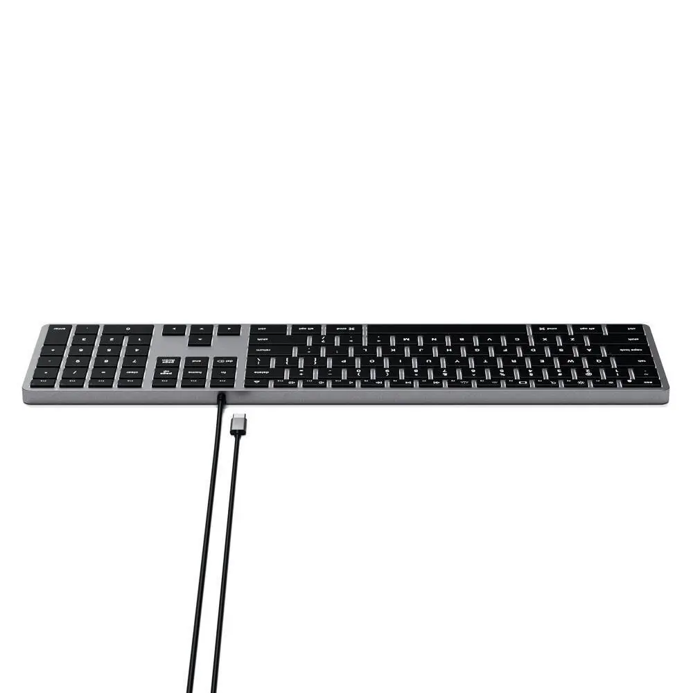 Satechi Slim W3 USB-C Wired Backlit Keyboard for iPad/iMac/MacBook Space Grey