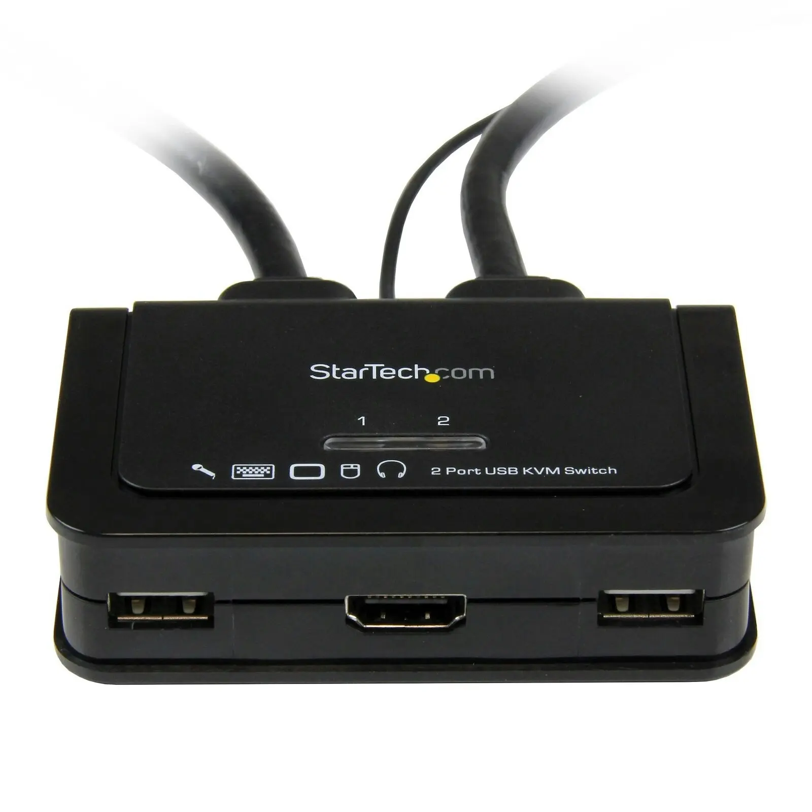 Star Tech KVM Switch 2 Port w/ HDMI Cable/3.5mm Jack/Remote Switch/Windows/Mac