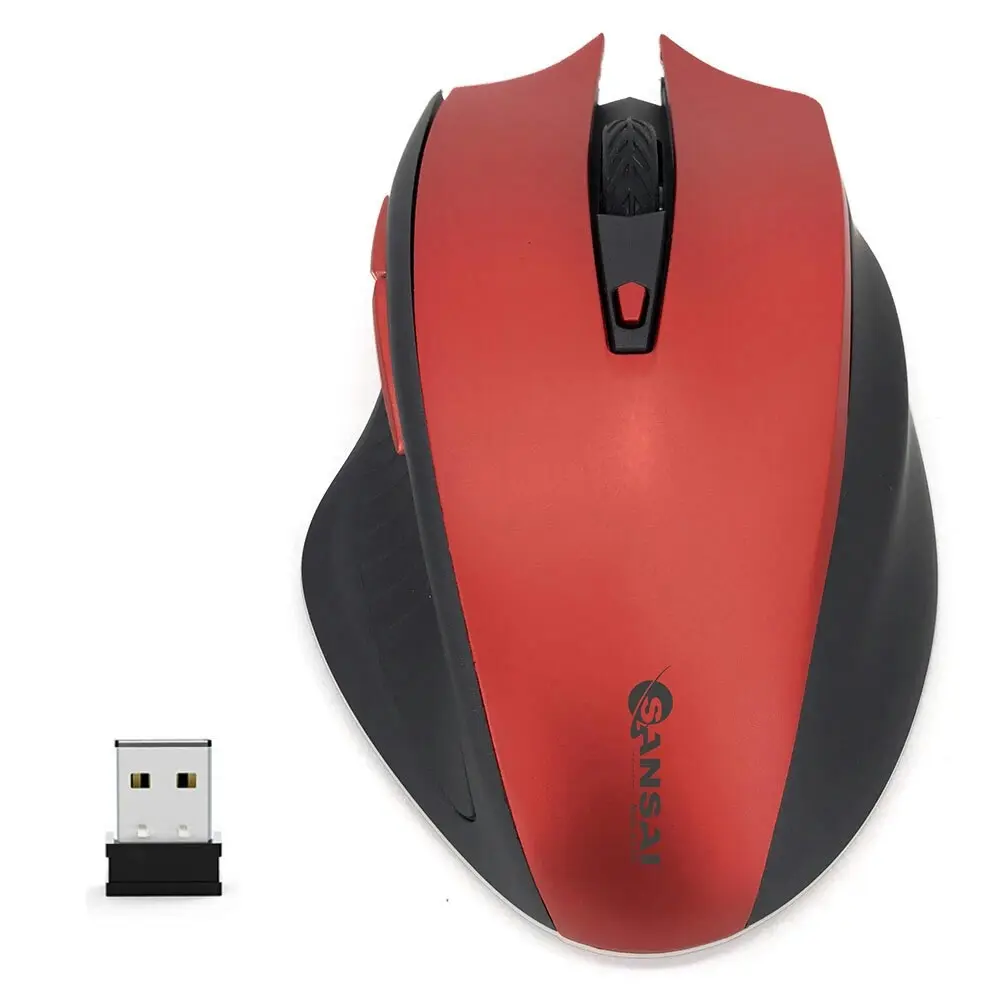 Sansai 2.4GHz Wireless Optical Mouse/USB Receiver for PC/Laptop Computer Assortd