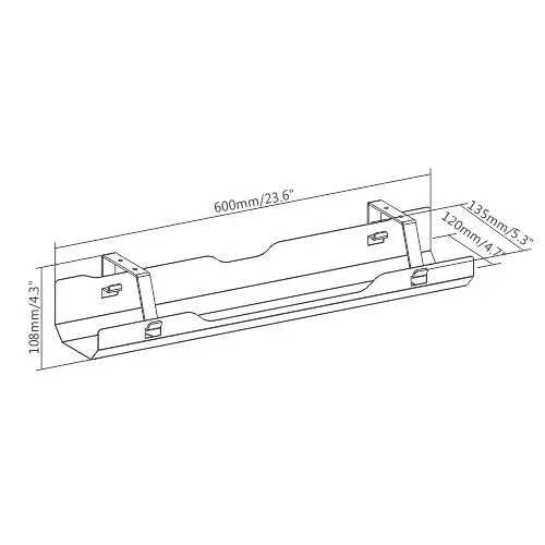 Brateck 60cm White Under-Desk Extension Cable/Cord/Power Socket Management Tray