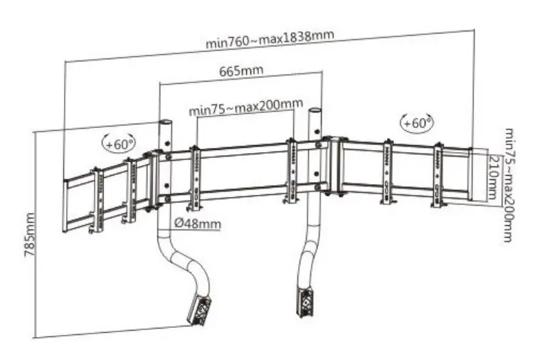 Brateck Triple 24'-32' Monitor Bracket f/ Lrs02-Bs Racing Simulator Cockpit Seat