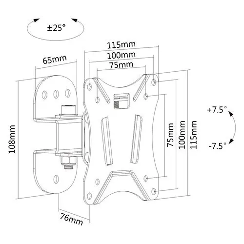 Brateck 13"-27" LCD TV Wall Mount Bracket Fixed Economy Pivot VESA 75mm/100mm