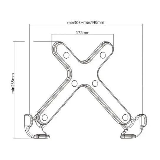 Brateck 32cm Steel Adjustable Holder Rack Mount for 10"-15.6" Laptop/Desk Mounts