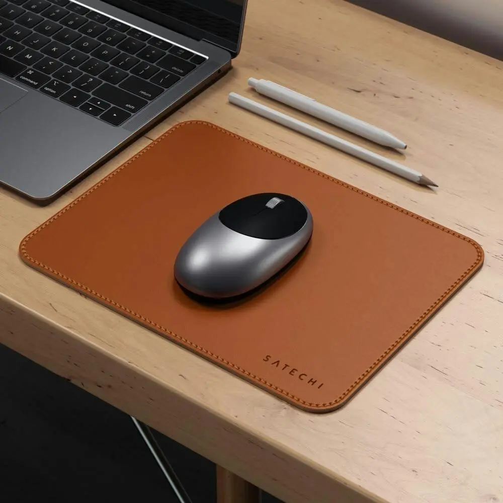 Satechi Eco Leather Mouse Pad 24.9x19cm Working/Gaming Mat Wrist Support Brown