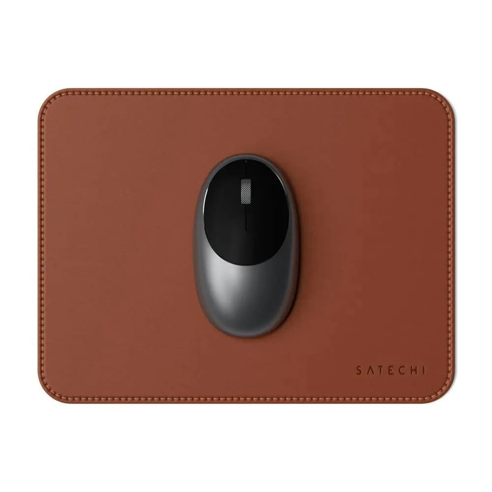 Satechi Eco Leather Mouse Pad 24.9x19cm Working/Gaming Mat Wrist Support Brown