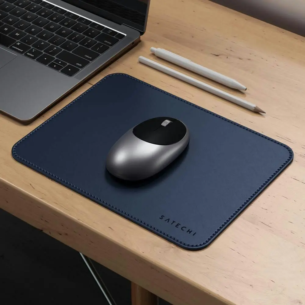 Satechi Eco Leather Mouse Pad 24.9x19cm Working/Gaming Mat Wrist Support Blue