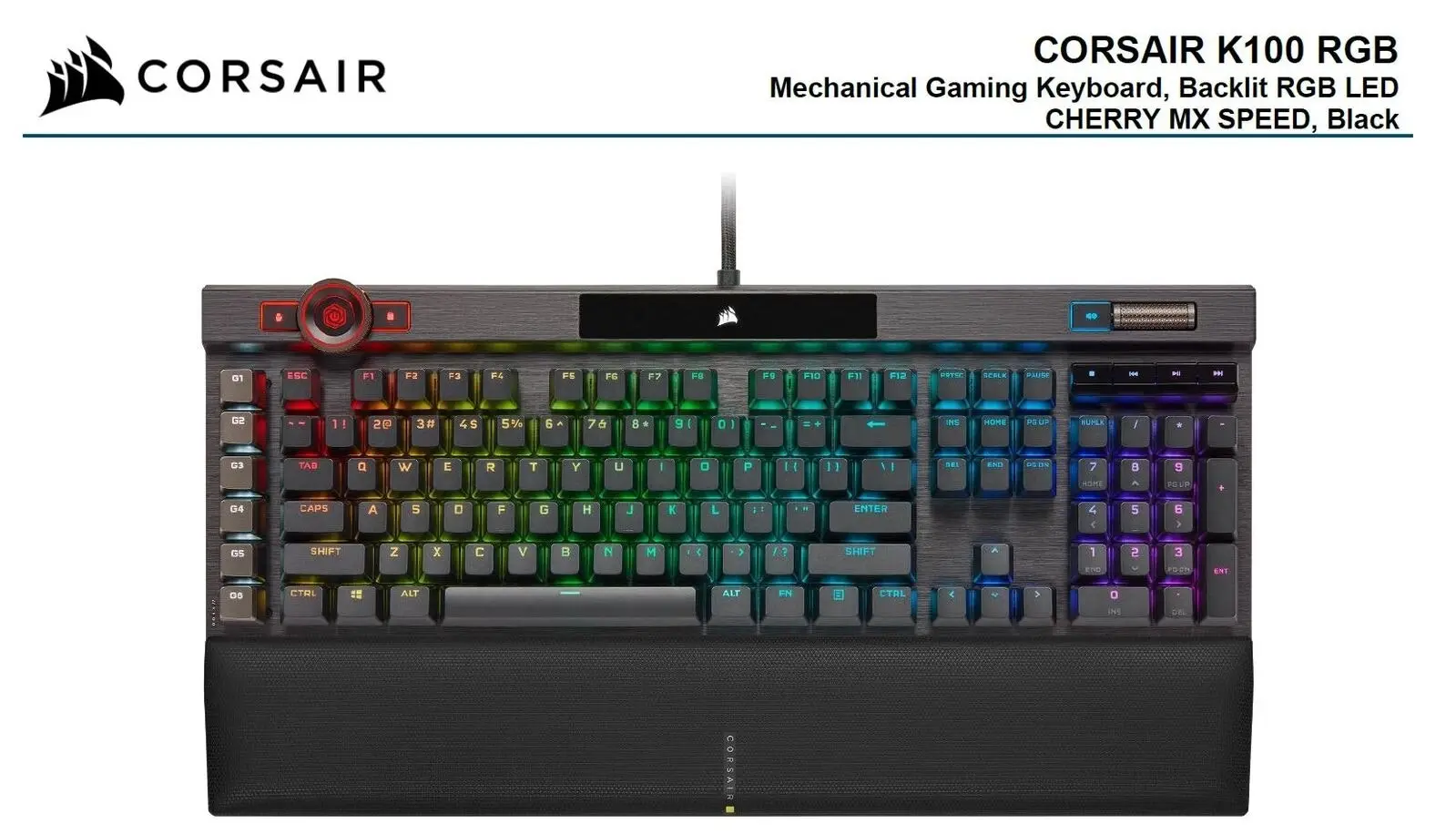 Corsair K100 RGB AXON Mechanical Cherry MX Speed Gaming Keyboard for Desktop PC