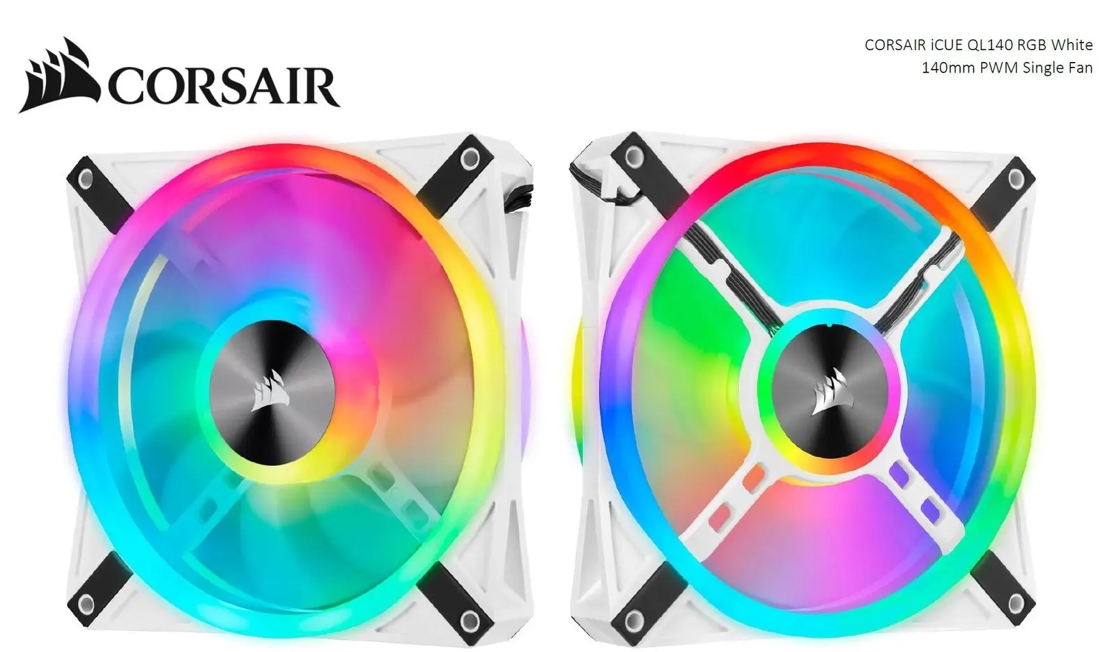 Corsair iCUE QL140 RGB 50.2CFM 140mm PWM 1250RPM Cooling Fan f/Gaming PC Case WT