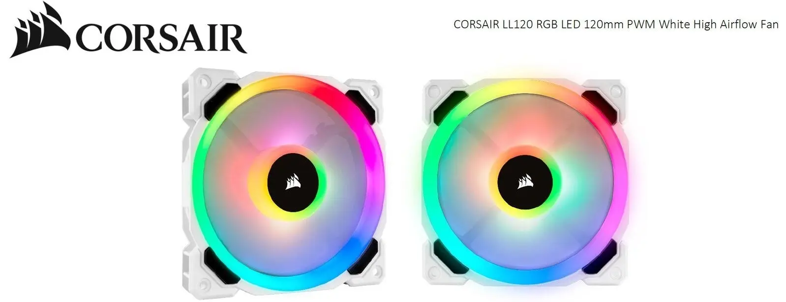 Corsair Dual Light Loop LL120 RGB 120mm Cooling Fan for Gaming PC Case White