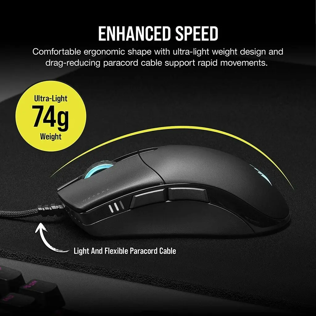 Corsair Sabre RGB Pro Champion Series Ultra Light Gaming Mouse for Desktop PC